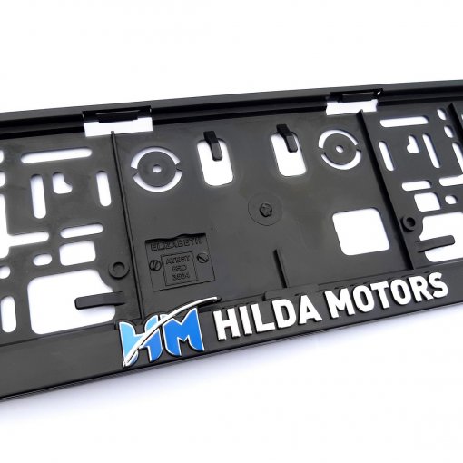 Držák SPZ s vlastním logem ve 3D Hilda Motors